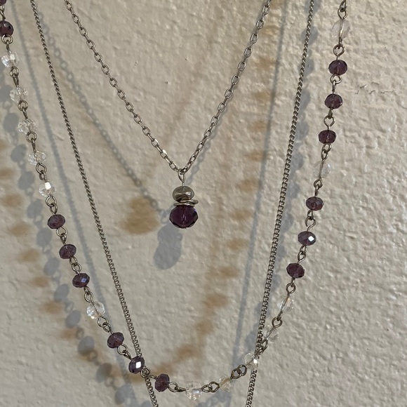 Charming Charlie Jewelry Purple Crystal Drop Necklace Poshmark